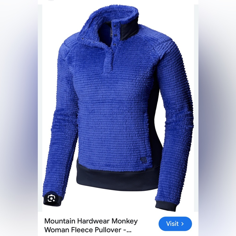 Mountain Hardwear Royal Blue High Pile Fleece 1/4 Snap Pullover W’s L